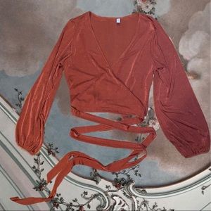 Wraparound Top with Balloon Sleeves